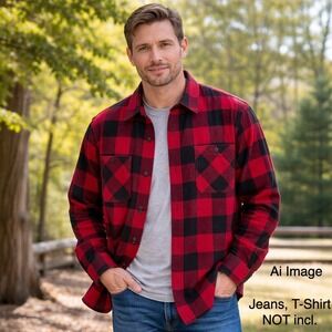 Wrangler Men's Red Black Buffalo Plaid Flannel Shirt Long Sleeve Size 3XL